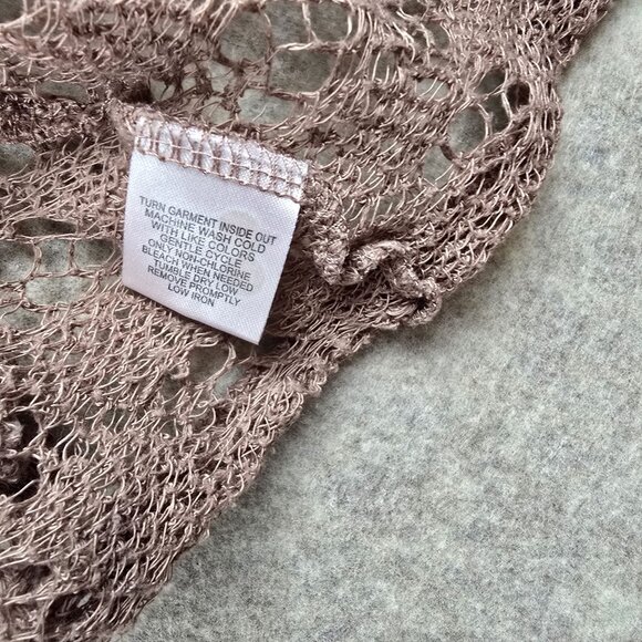 French Laundry Knit Tie Front Cardigan Dusty Mauve 3/4 Sleeve Lightweight L - Picture 6 of 8